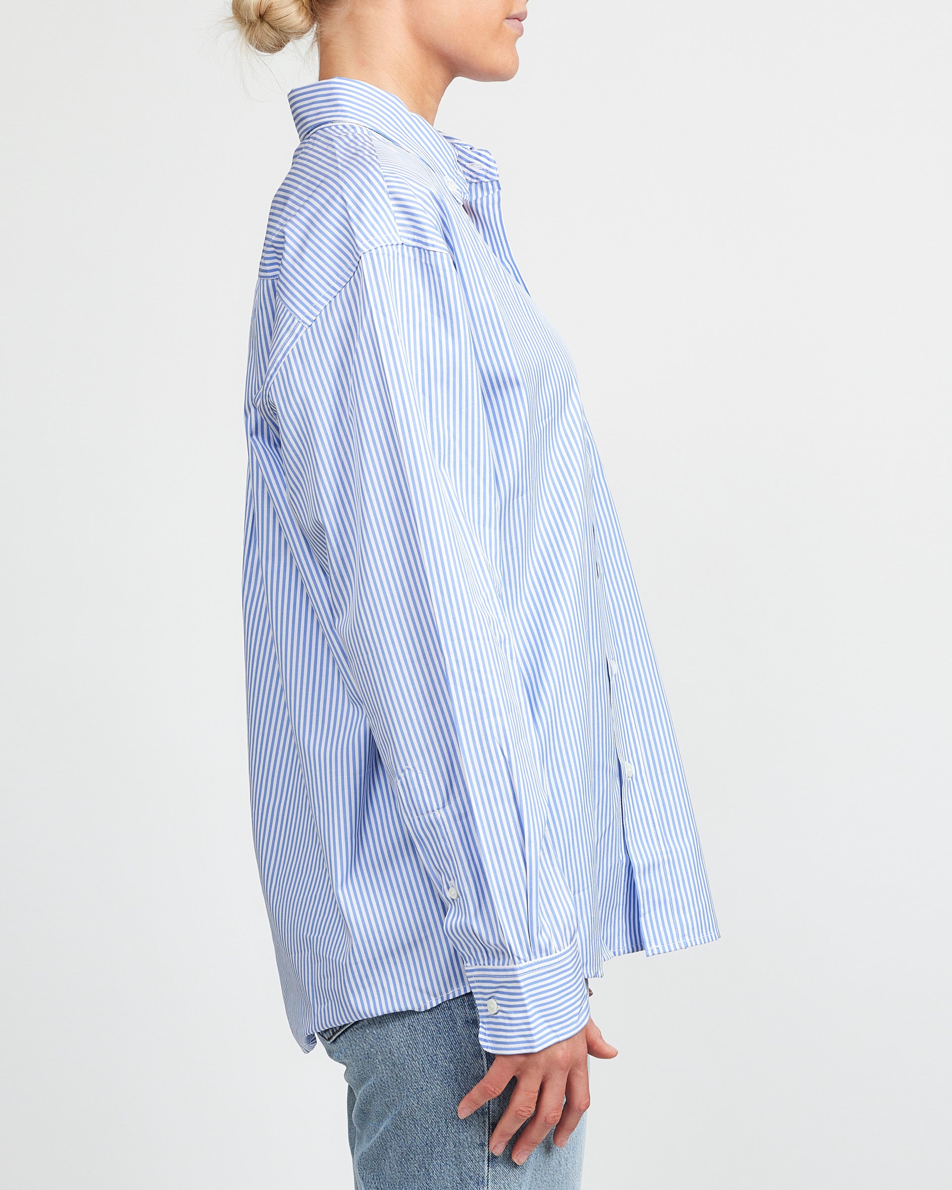 Jeanerica Theo White Blue Striped Shirt