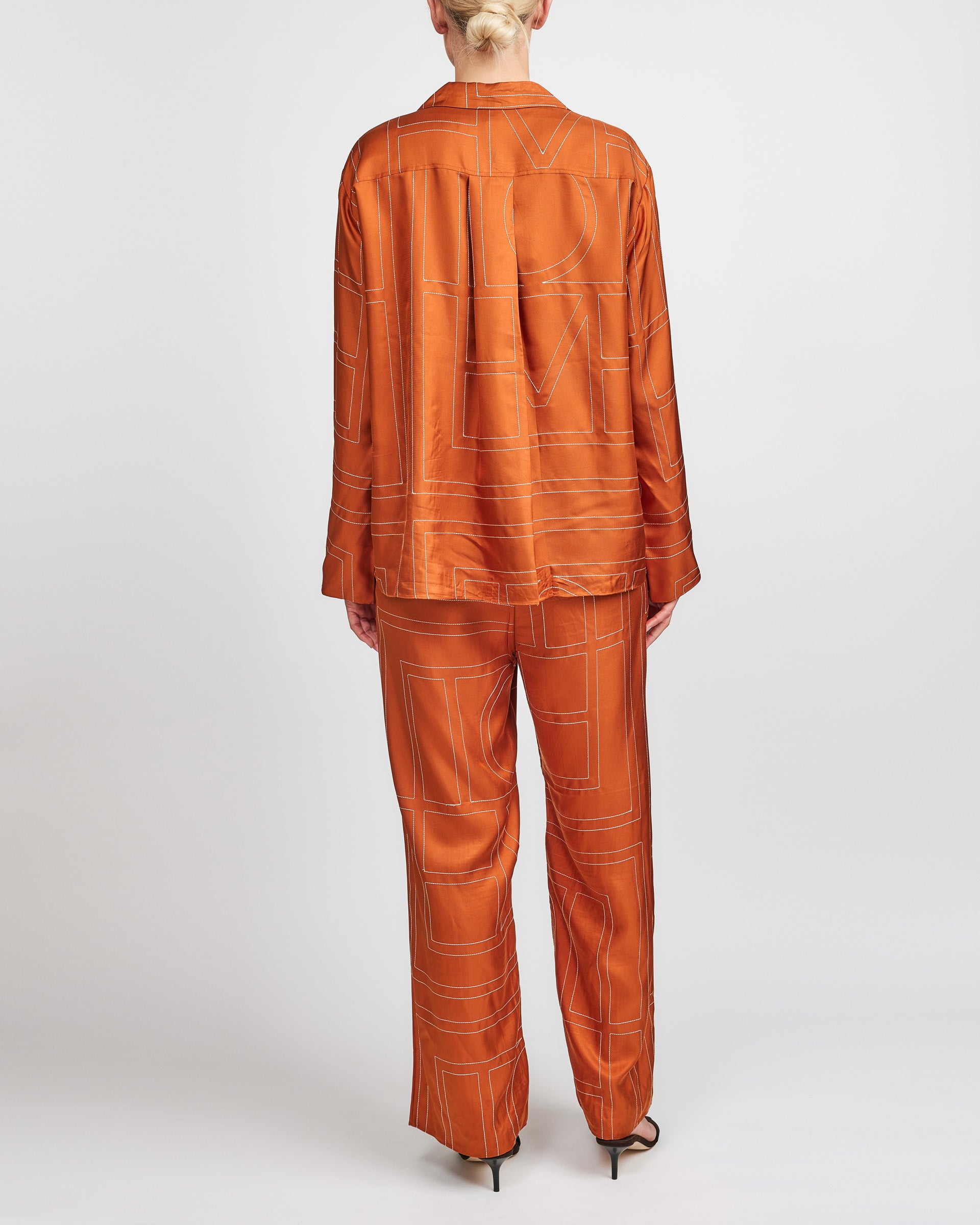 Toteme Terracotta Monogram Silk PJ Pants