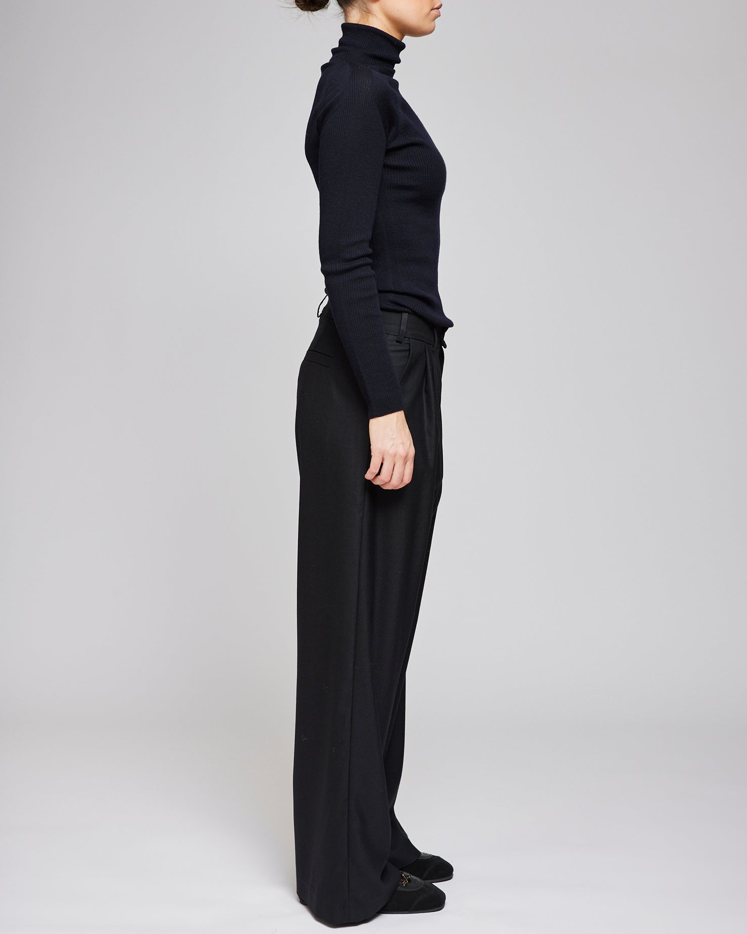 Af Agger Black Fine Wool Wide Box Trousers