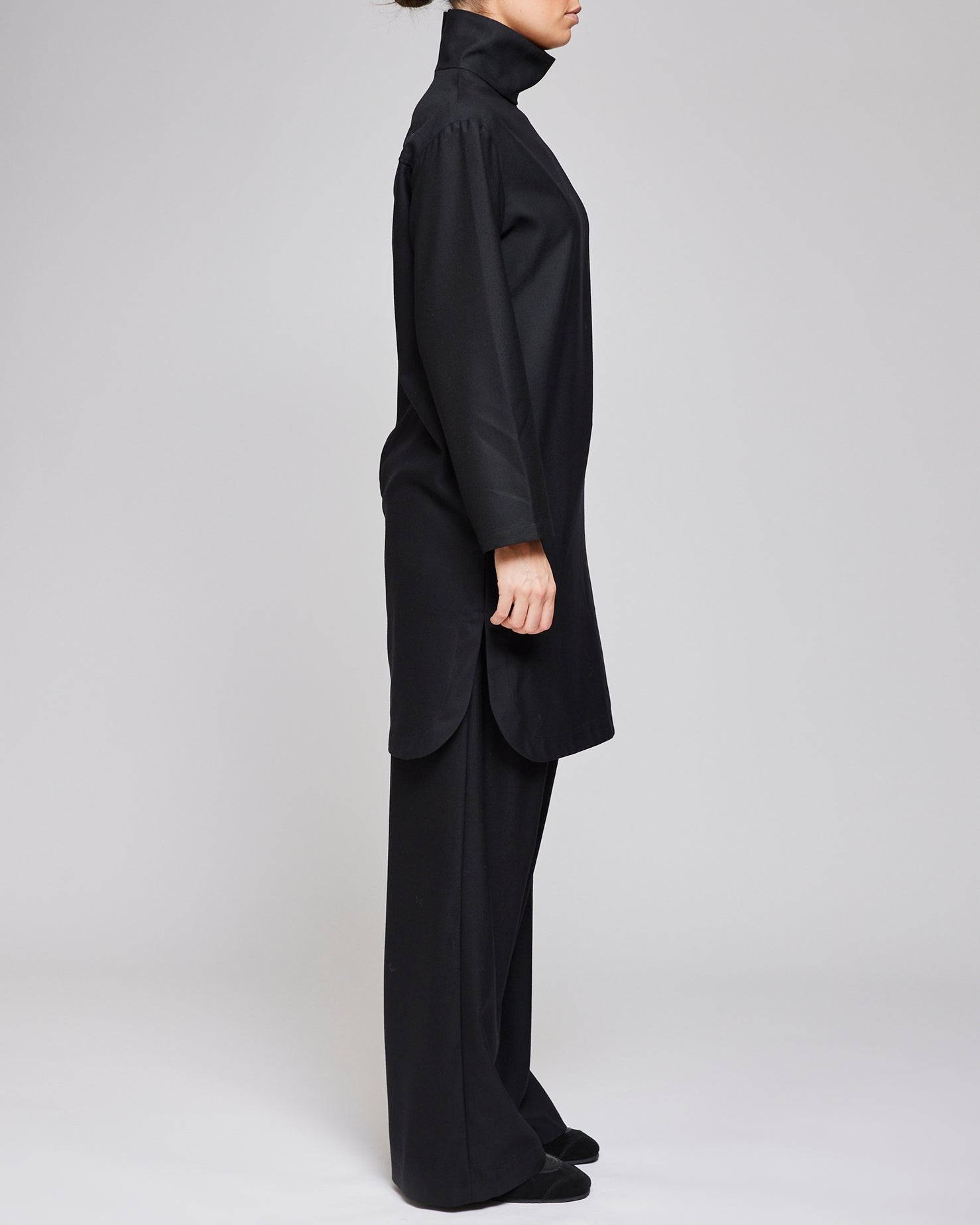 Af Agger Black Fine Wool Shirt Dress