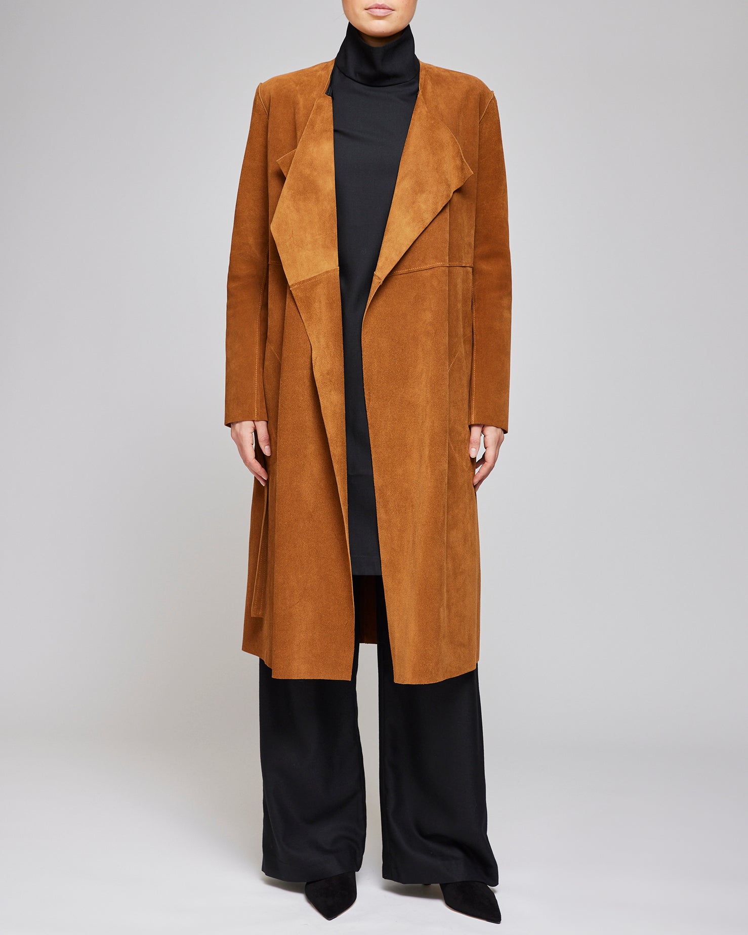 Af Agger Cognac Suede Coat