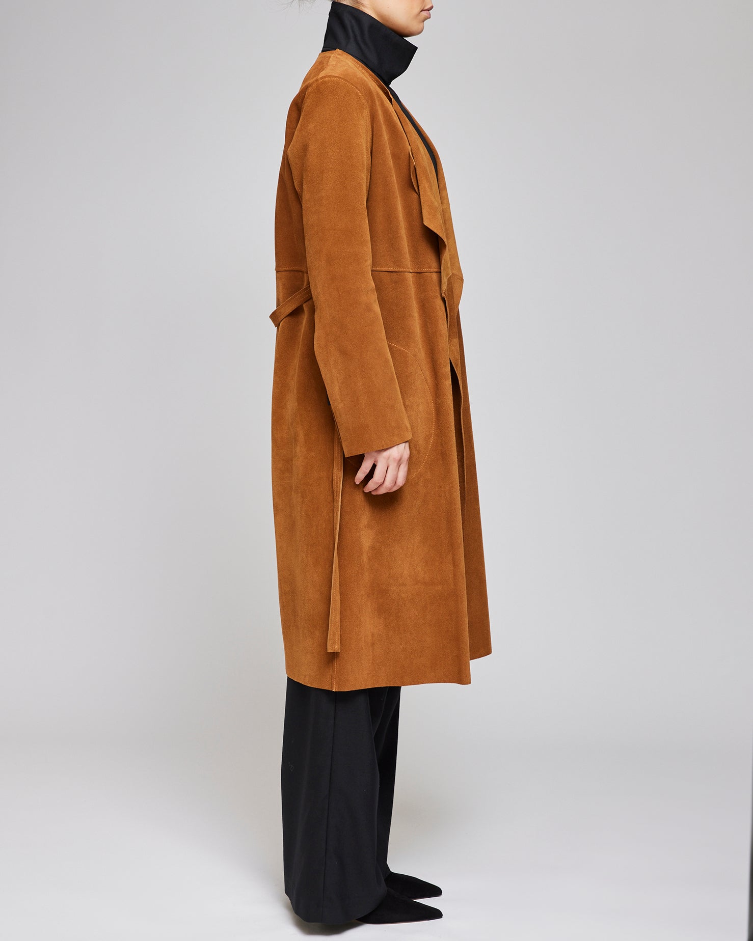 Af Agger Cognac Suede Coat