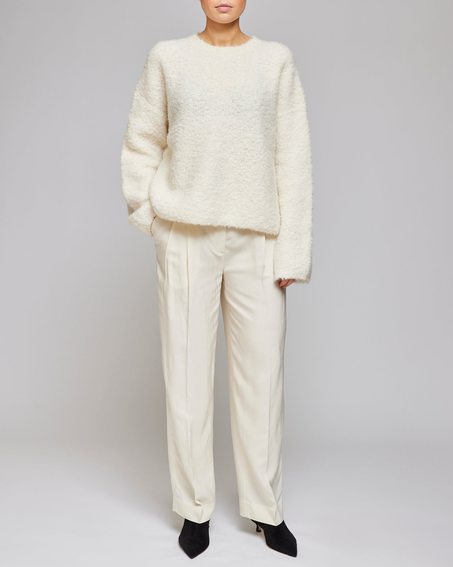 Toteme Ecru Double-Pleat Fluid Trousers