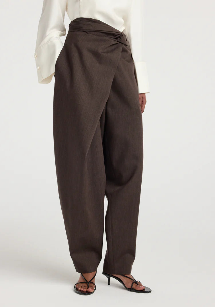 RÓHE Dark Brown Sarong Knot Trousers