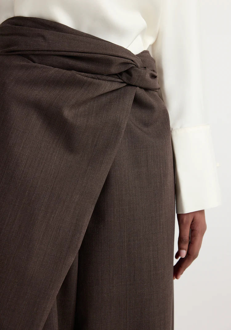 RÓHE Dark Brown Sarong Knot Trousers