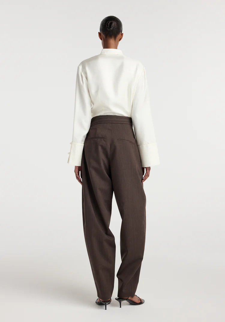 RÓHE Dark Brown Sarong Knot Trousers