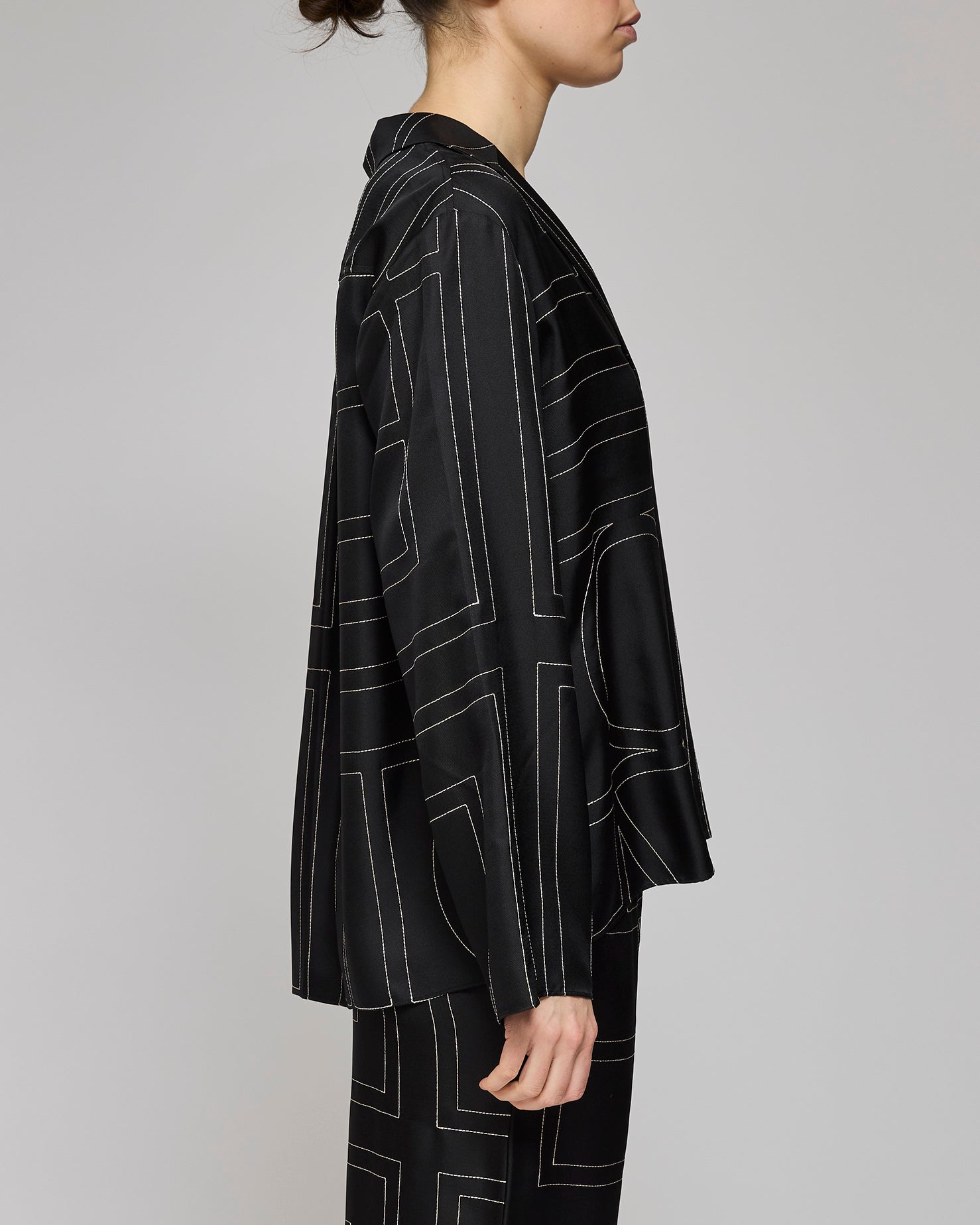 Toteme Silk Monogram PJ Top Black