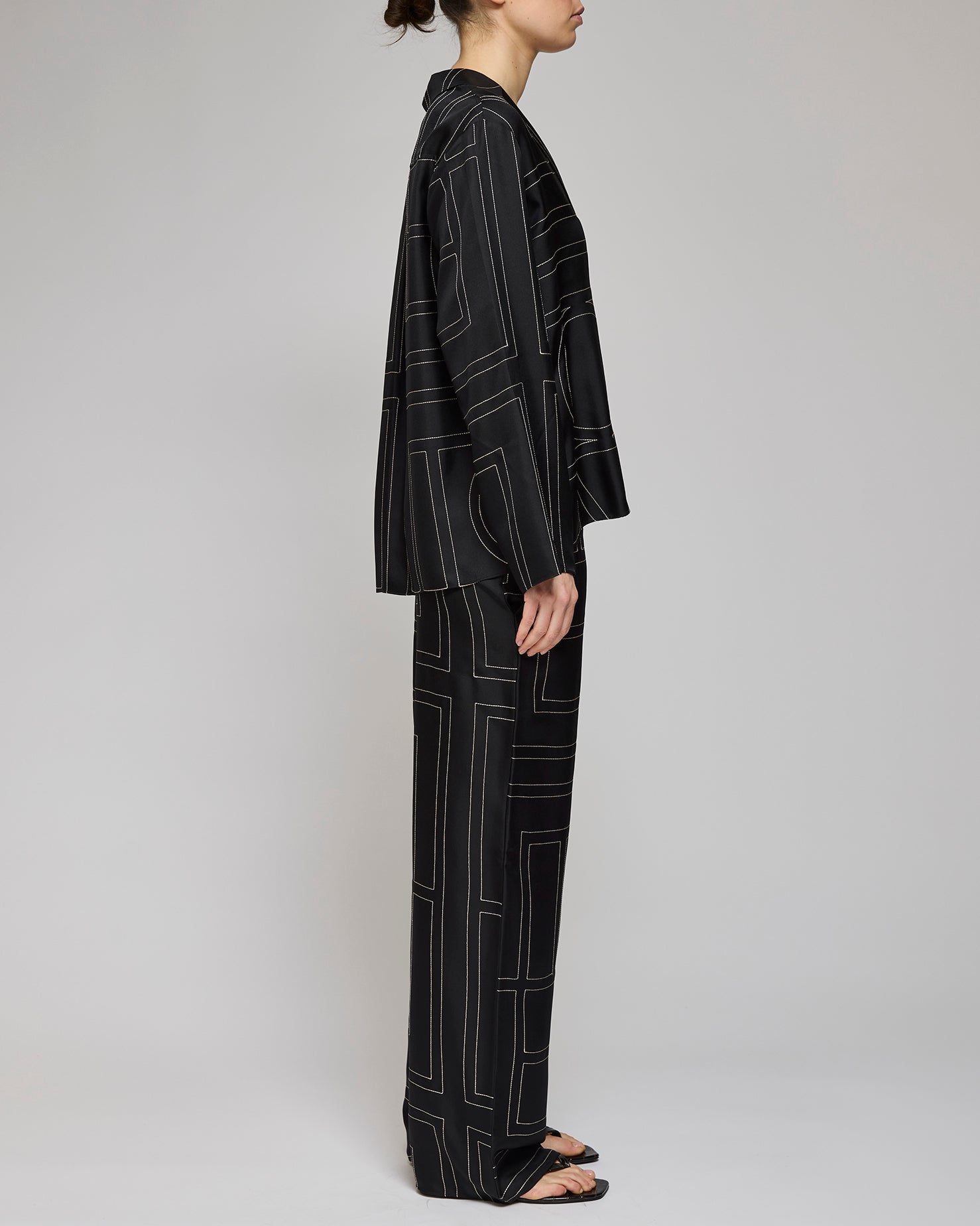Toteme Monogram Silk PJ Pants Black