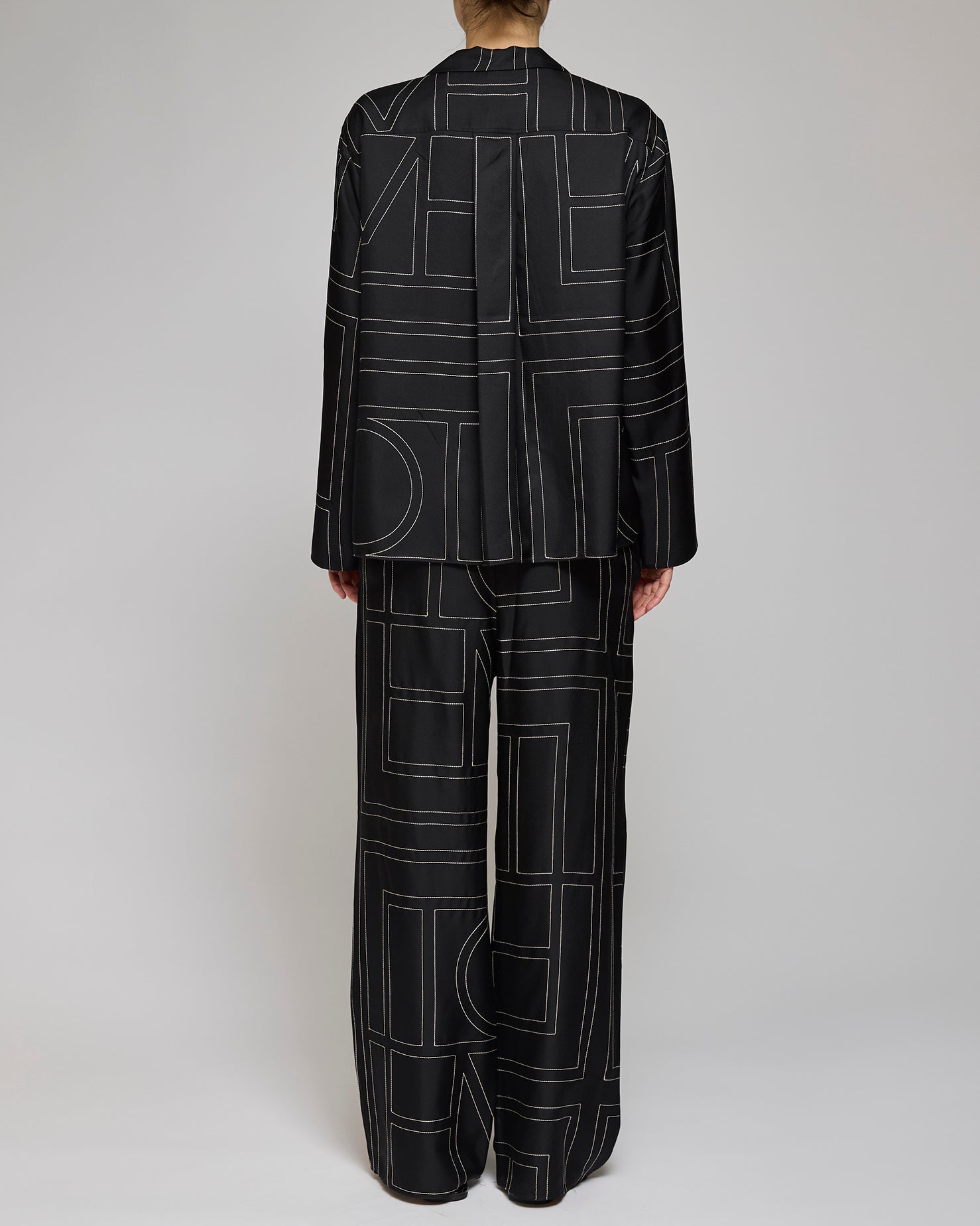 Toteme Monogram Silk PJ Pants Black