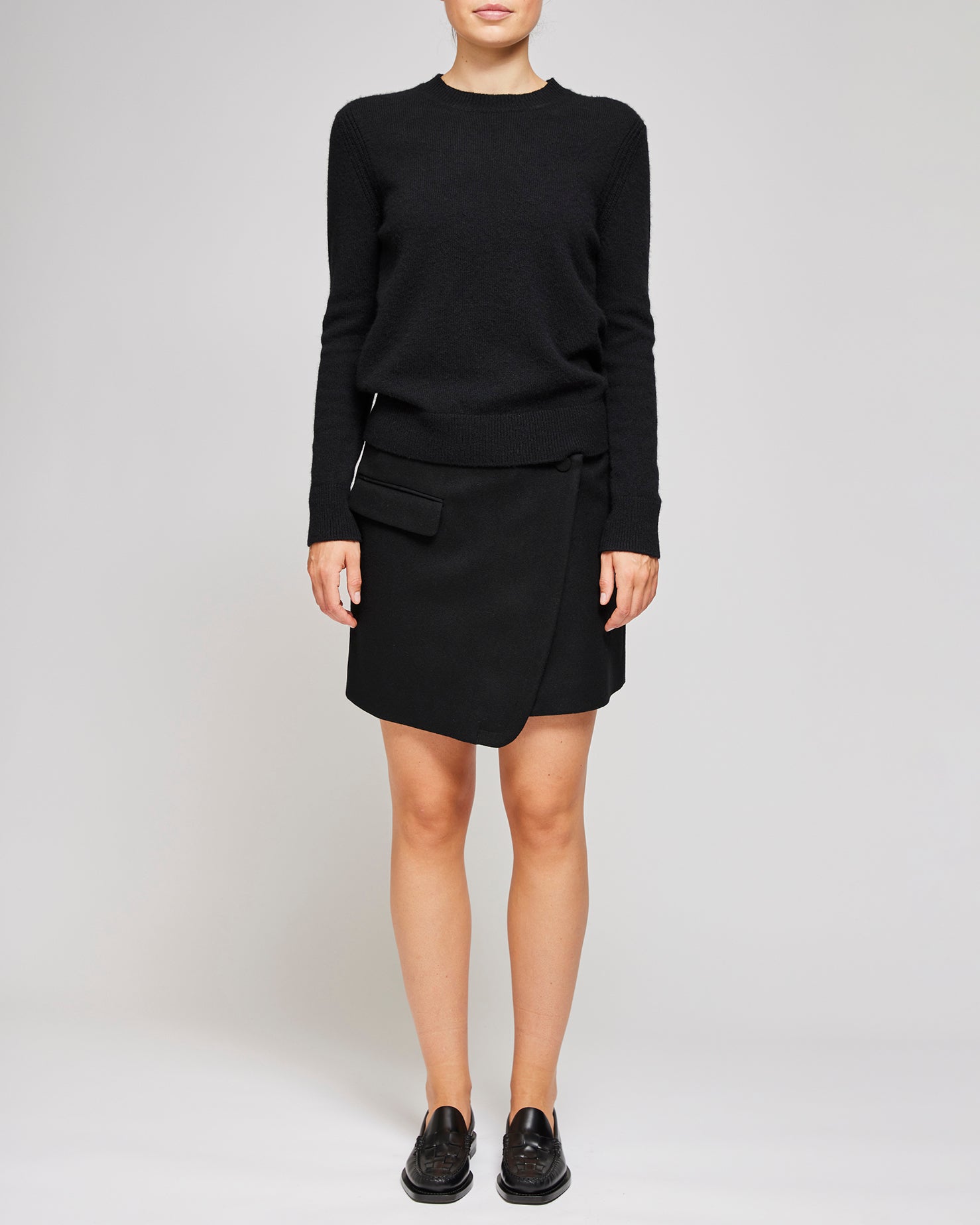 Dries Van Sougies Felt Wool Skirt Black