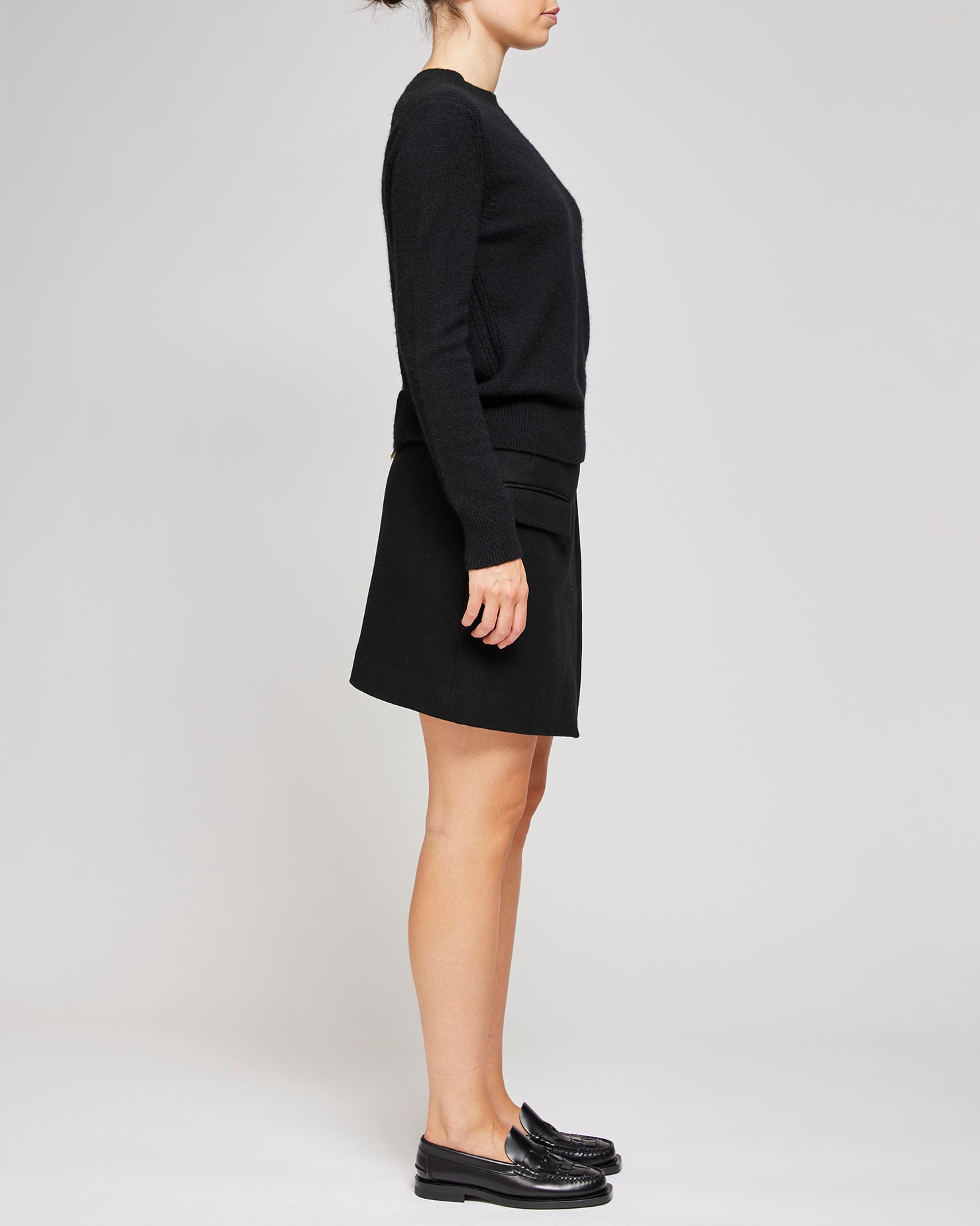 Dries Van Sougies Felt Wool Skirt Black