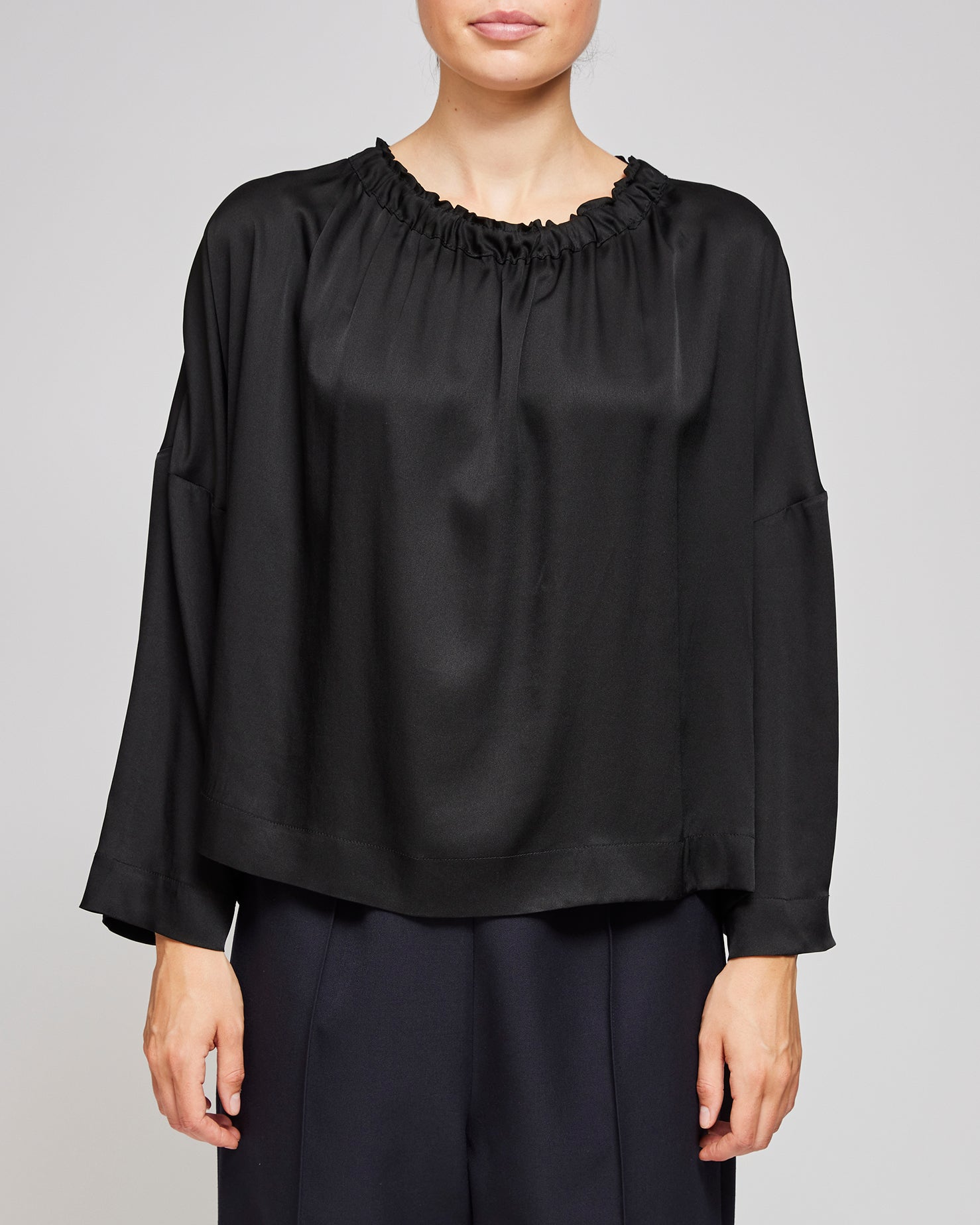 Mati Mati Black Silk Margrethe LS Tie Top