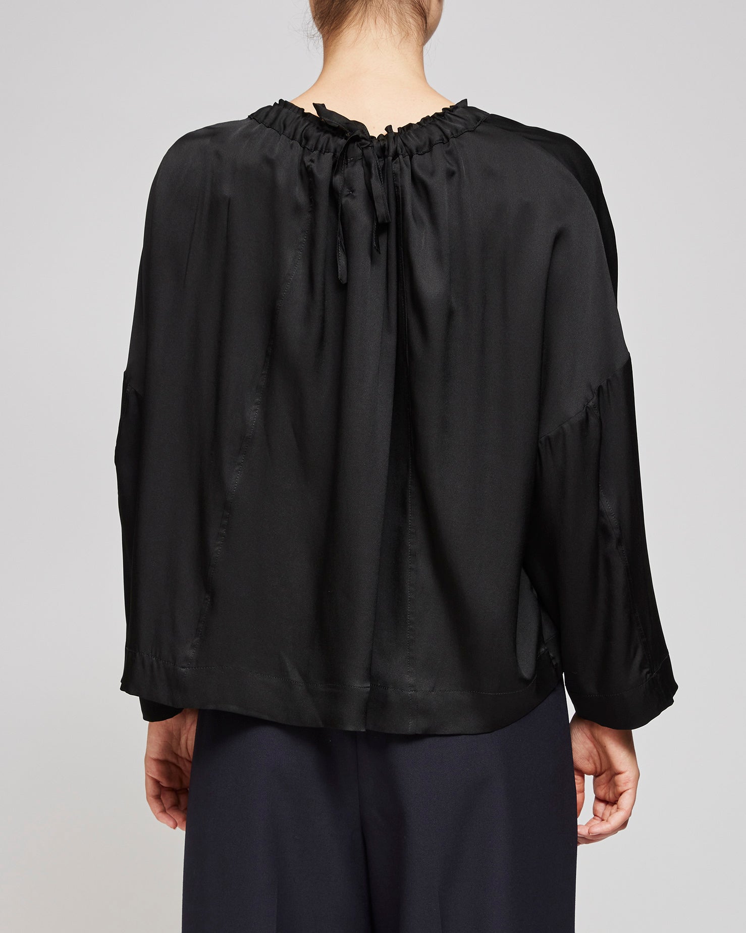 Mati Mati Black Silk Margrethe LS Tie Top