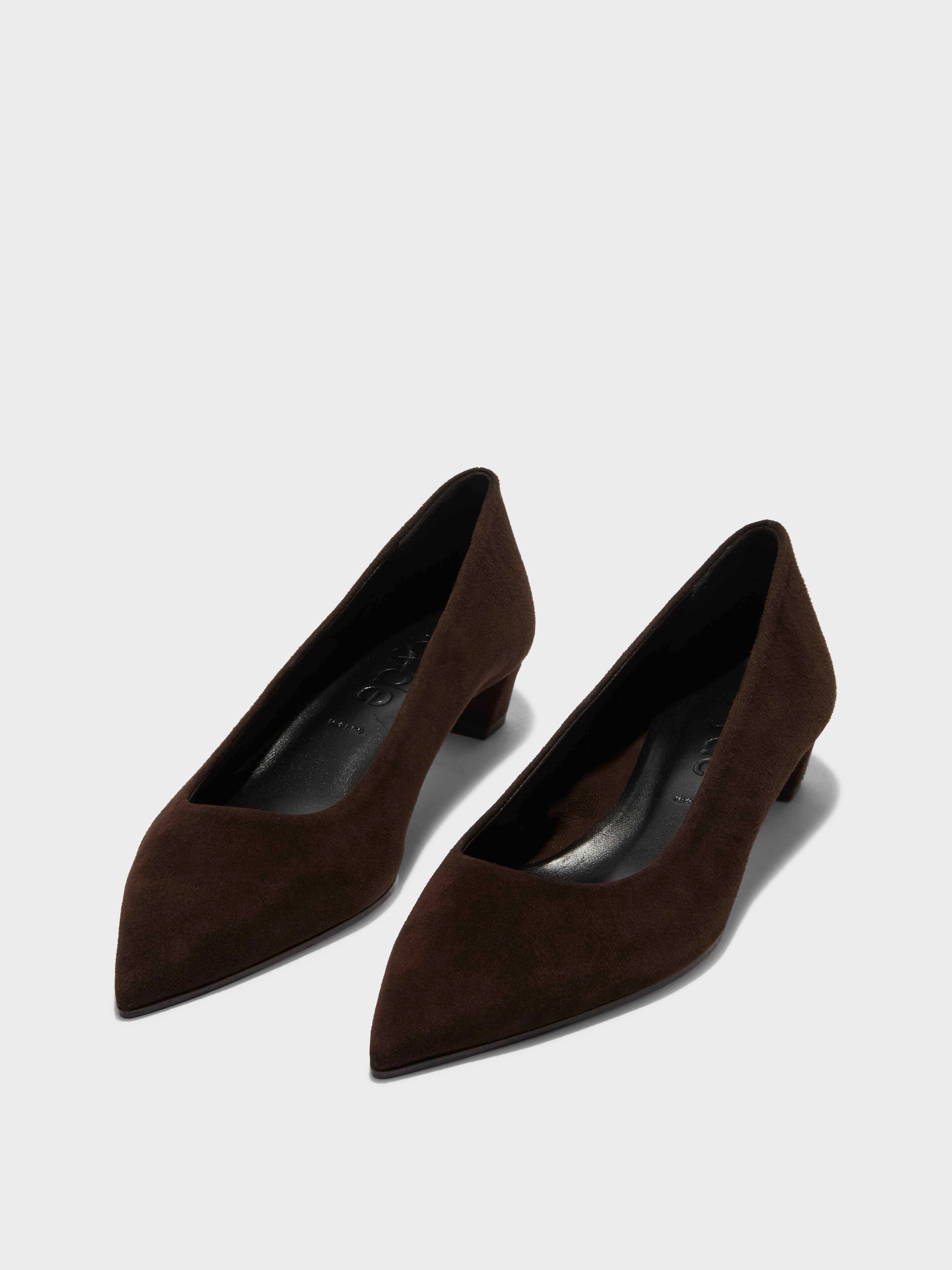Aeyde Judi Kid Suede Leather Moka Pumps