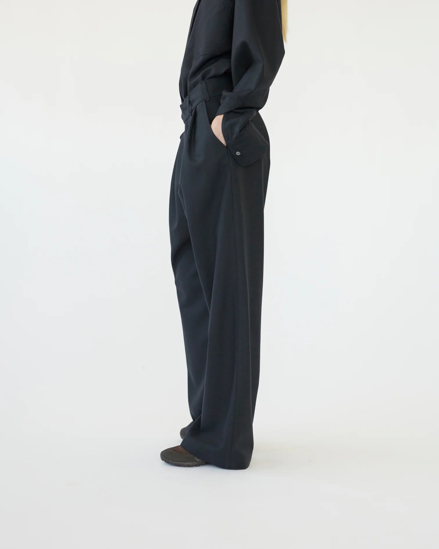 Af Agger Navy Fine Wool Wide Box Pants