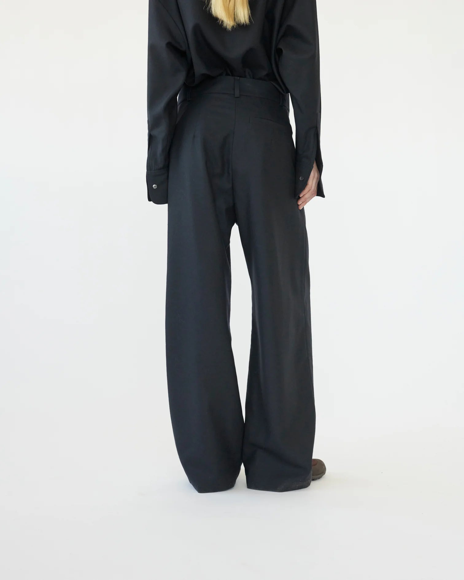 Af Agger Navy Fine Wool Wide Box Pants