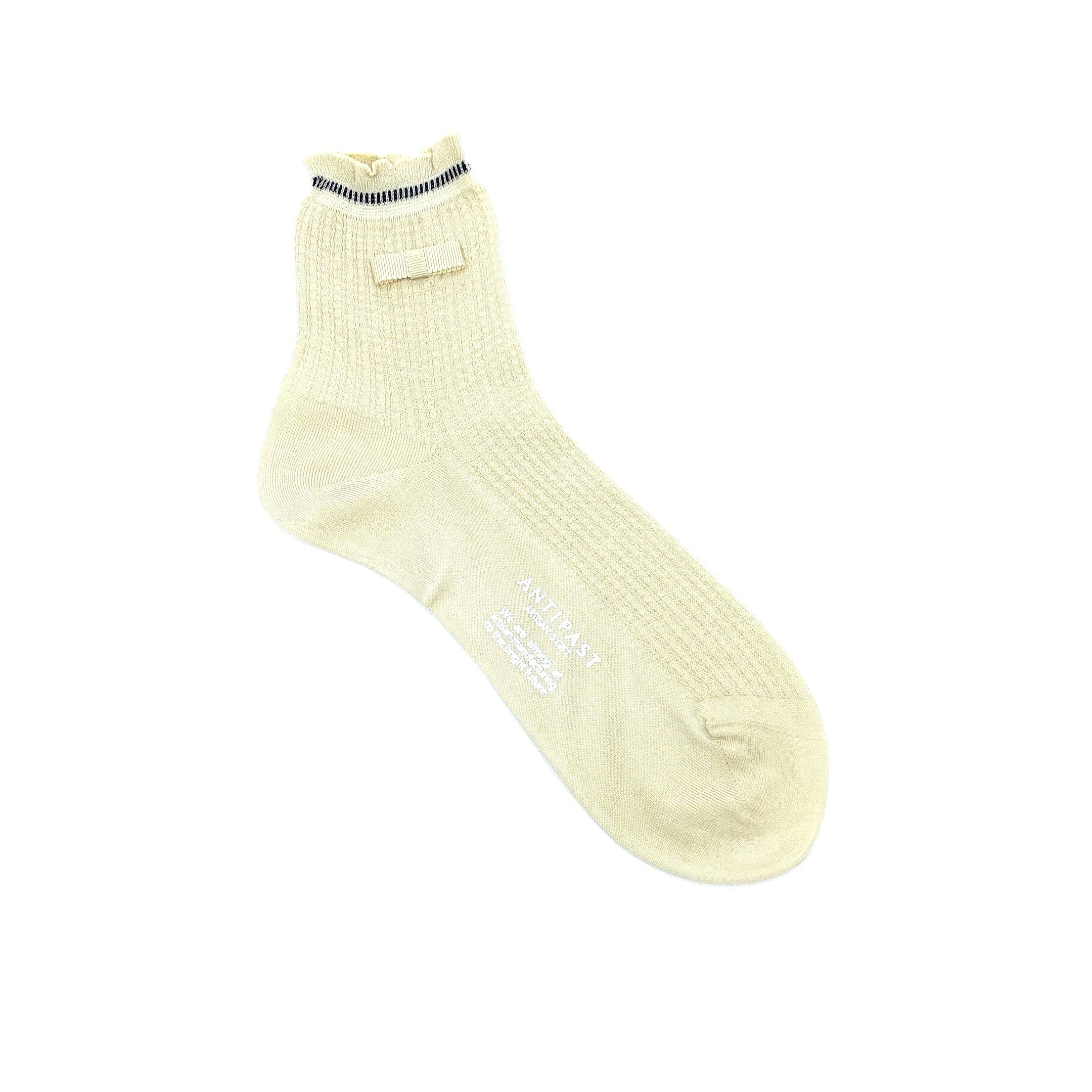 Antipast Ivory Waffle Ribbon Socks