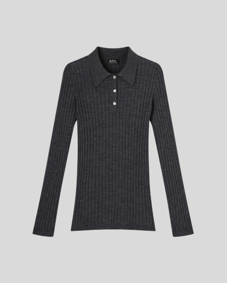 A.P.C. Anthracite A Petites Cótes Polo