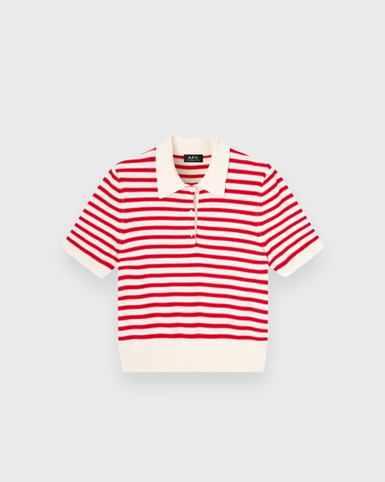 A.P.C. Ecru/Rouge Ruby Polo Shirt