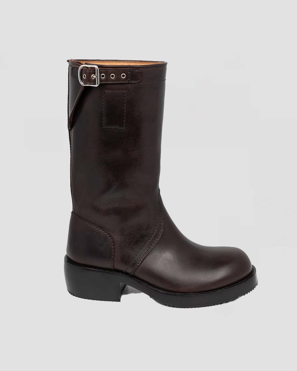 Dries Van Noten Dark Brown Leather Biker Boots