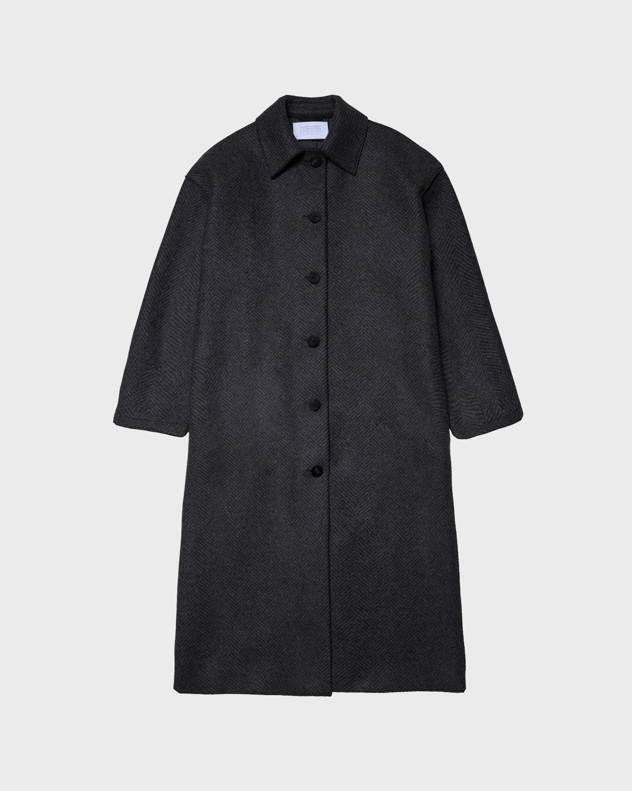Harris Wharf London Anthracite Herringbone Dropped Shoulder Mac Coat