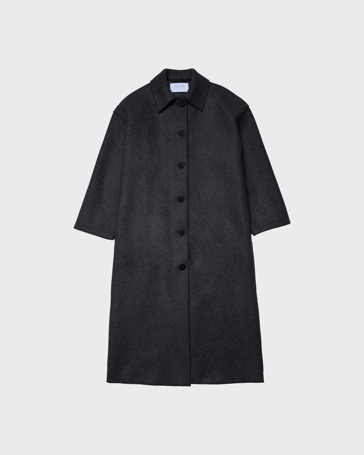 Harris Wharf London Anthracite Herringbone Dropped Shoulder Mac Coat
