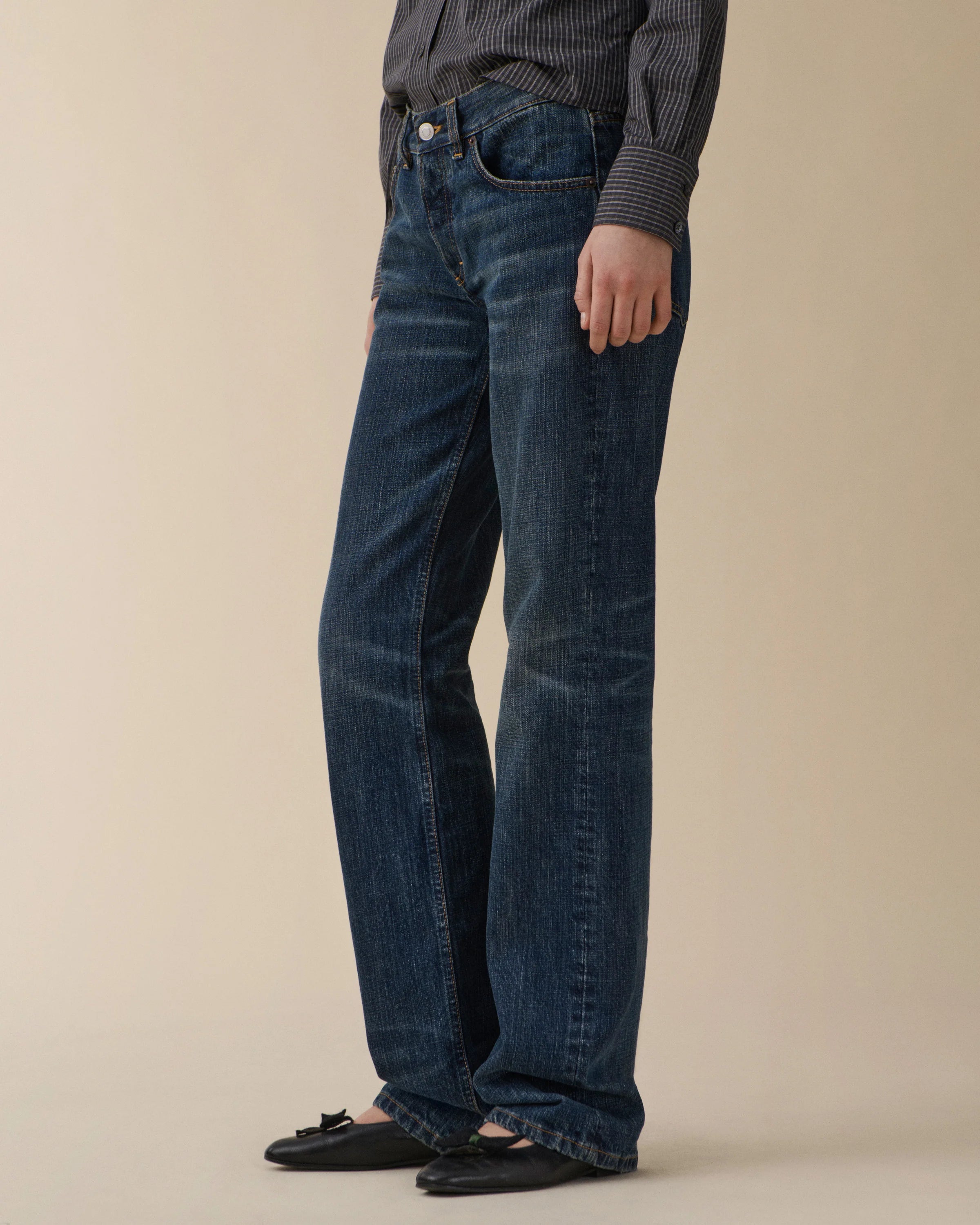 Jeanerica Dark Blue Righe Kyoto Droit Jeans