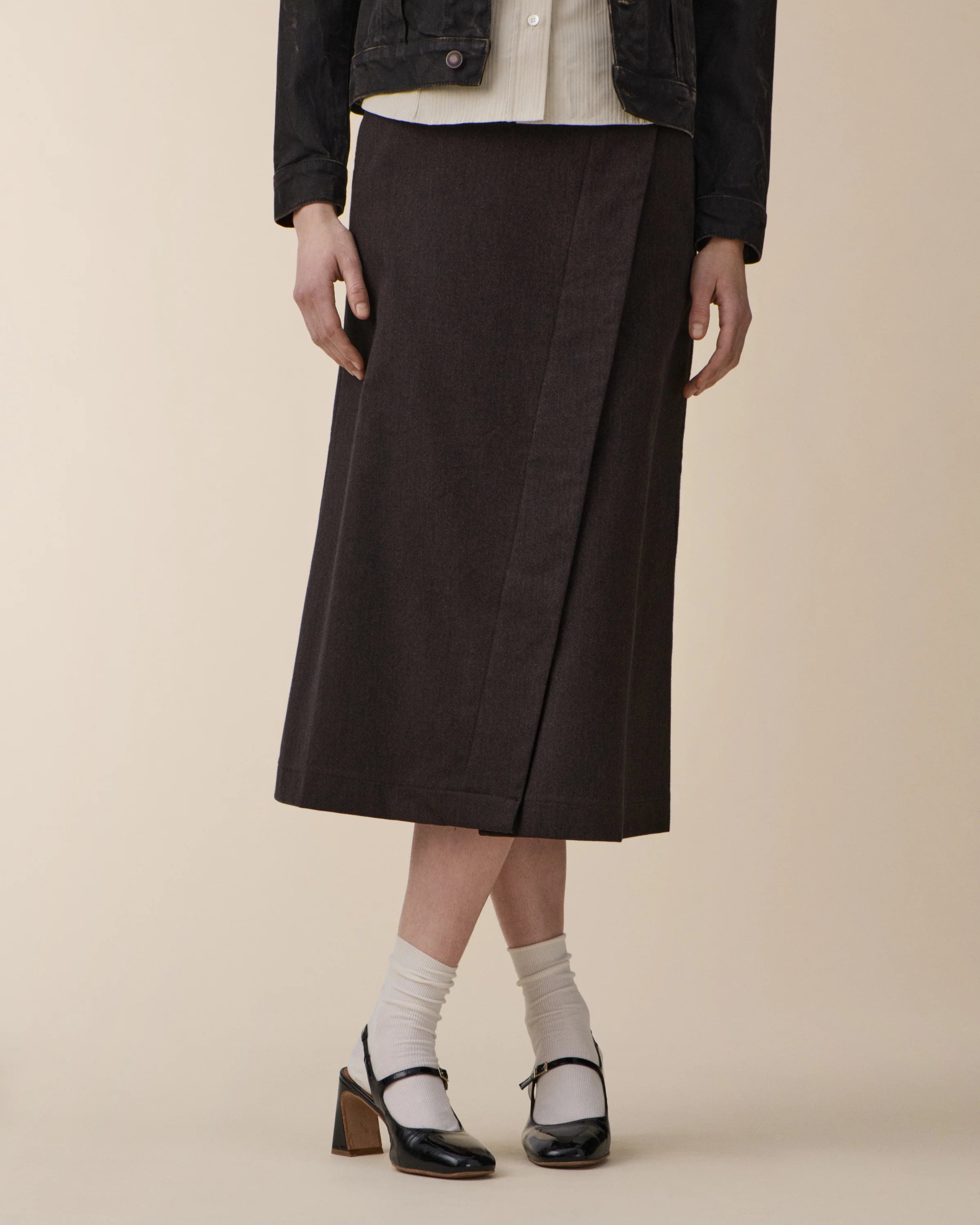 Jeanerica Brown Herringbone Oceane Skirt