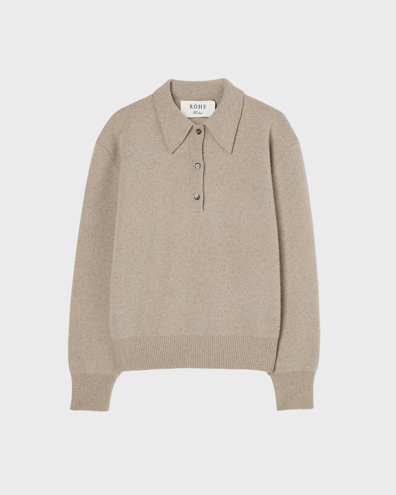 RÓHE Stone Melange Wool Cashmere Polo