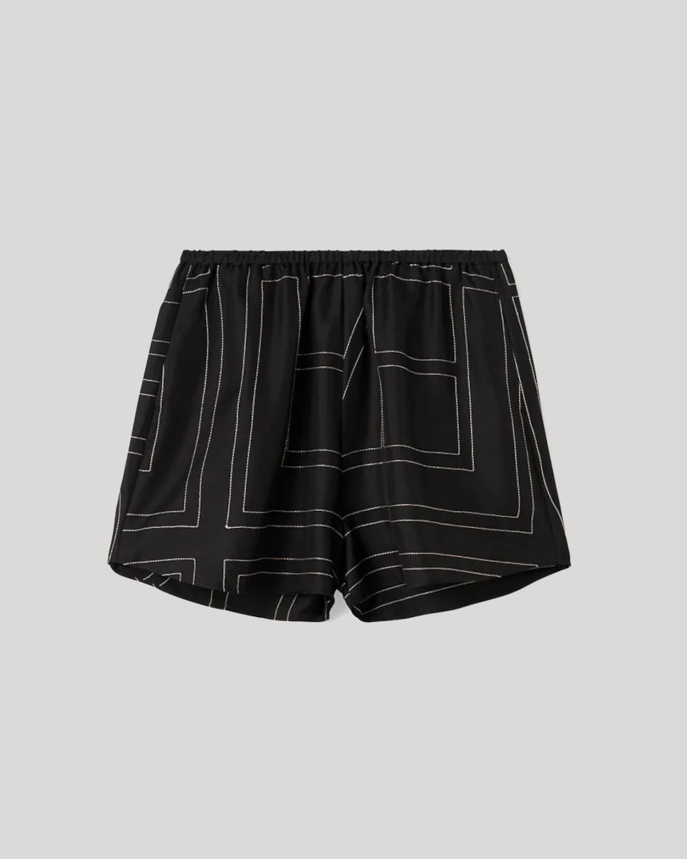 Toteme Monogram Silk PJ Shorts Black