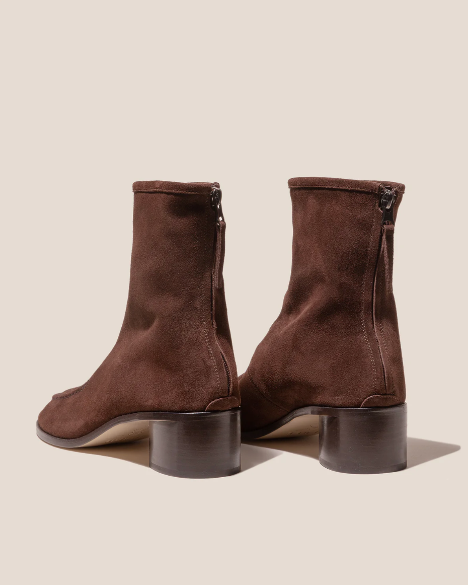 Hereu Dark Brown Calf Suede Heeled Juliol Boot