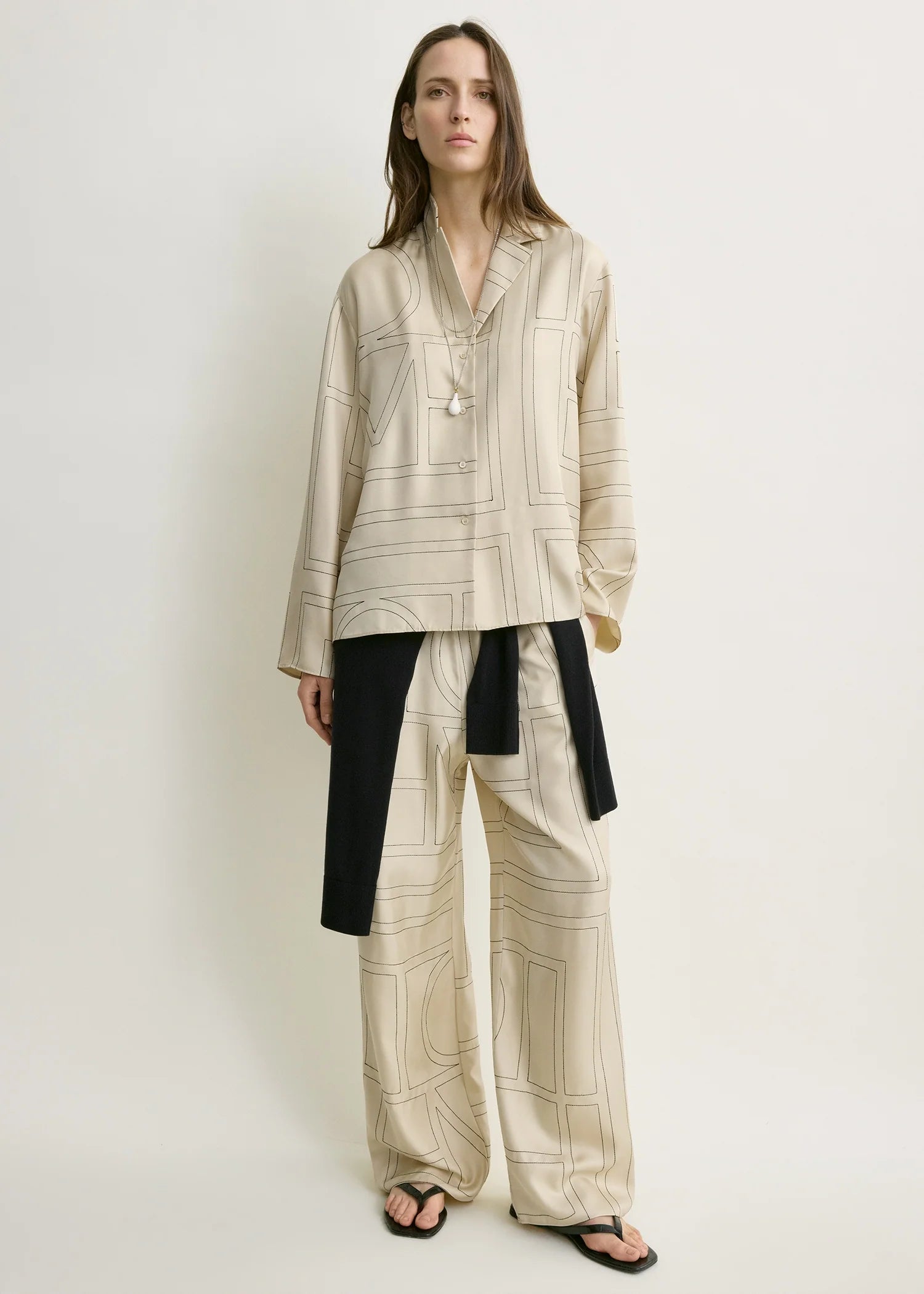 Toteme Ivory Monogram Silk PJ Top