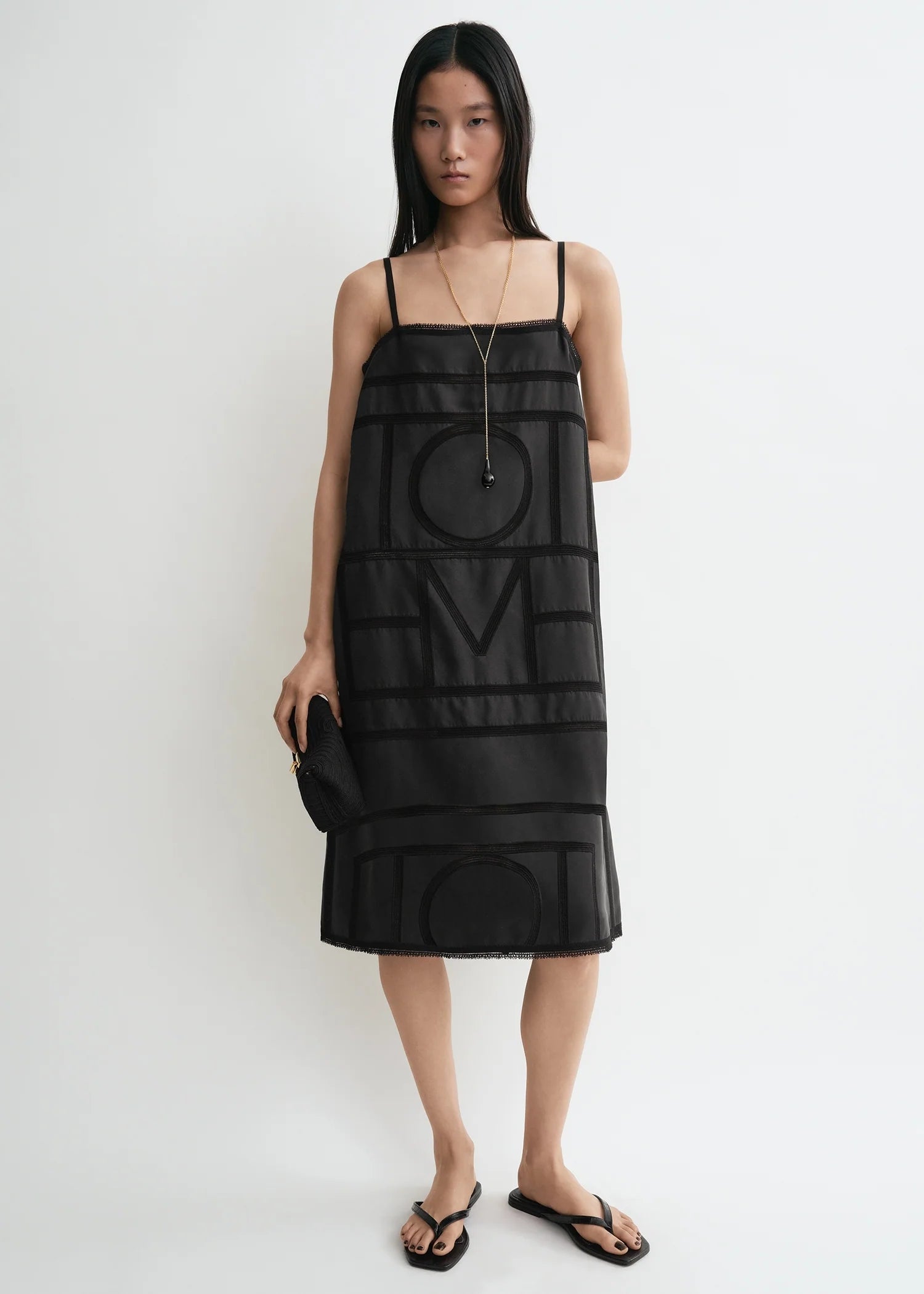 Toteme Washed Black Monogram Silk Dress