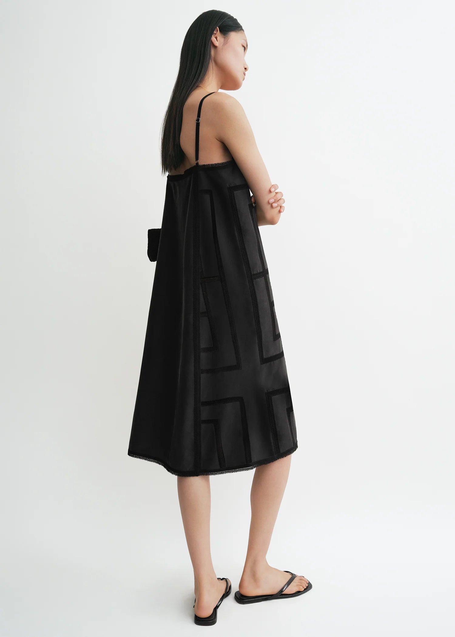 Toteme Washed Black Monogram Silk Dress