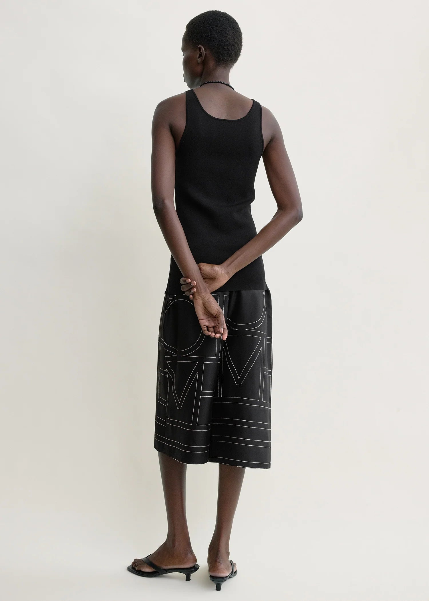Toteme Black Monogram Silk PJ Culottes
