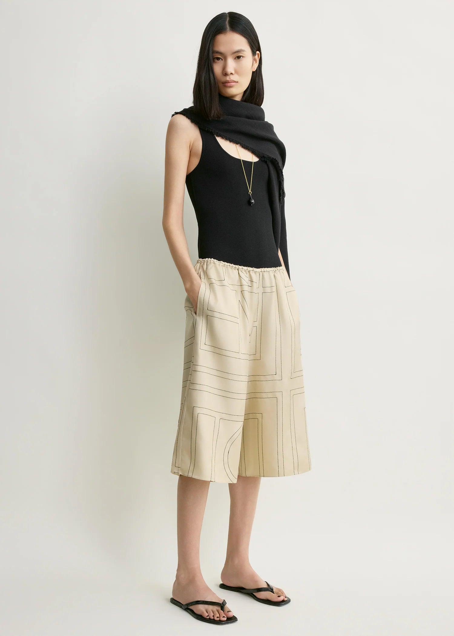 Toteme Ivory Monogram Silk PJ Culottes