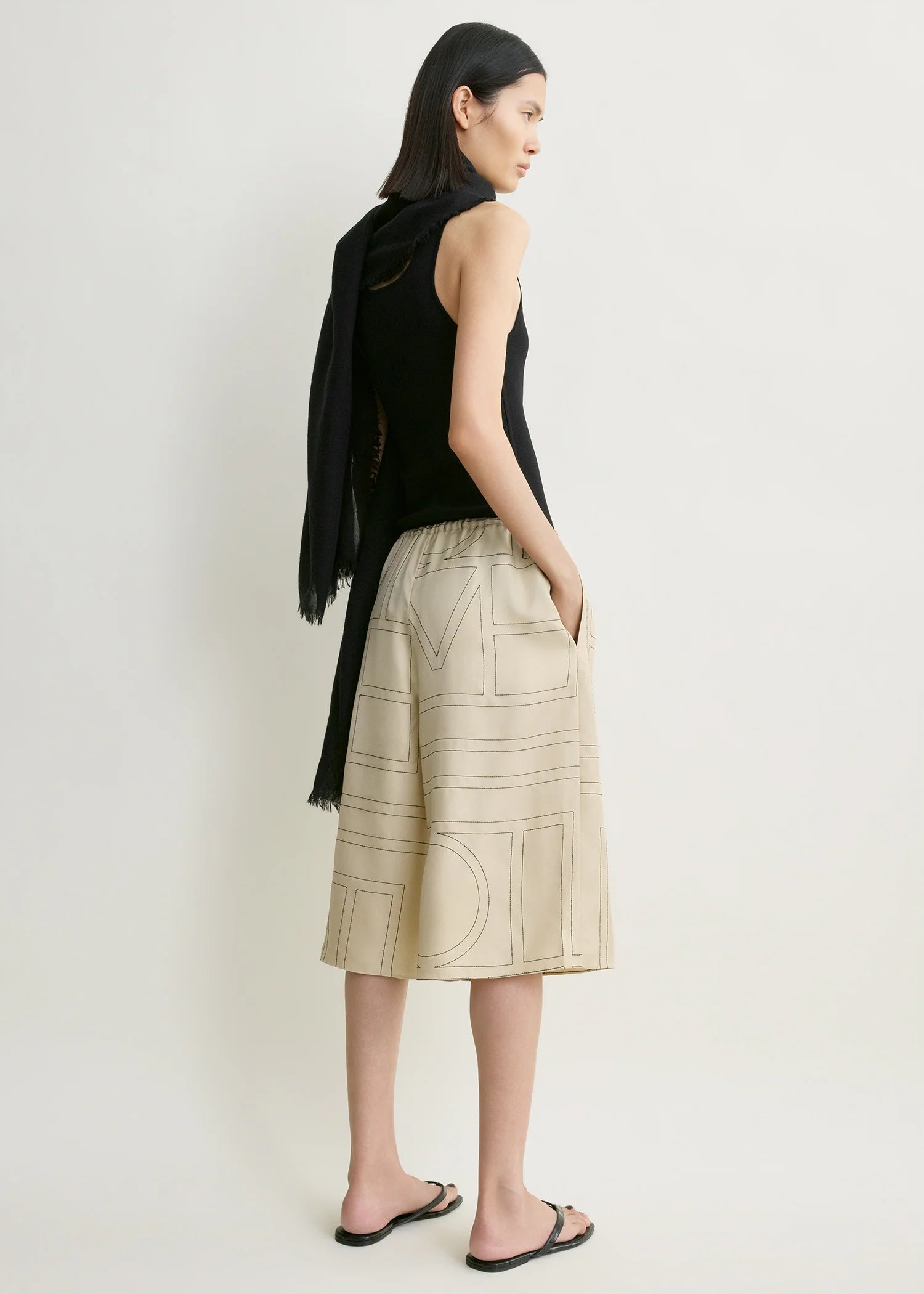 Toteme Ivory Monogram Silk PJ Culottes
