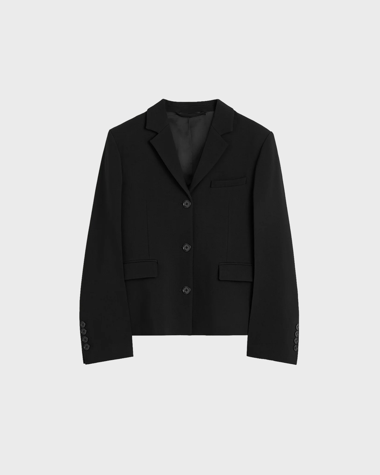Toteme Black Short Stretch Wool Blazer