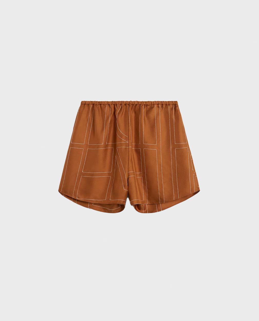 Toteme Terracotta Monogram Silk PJ Shorts