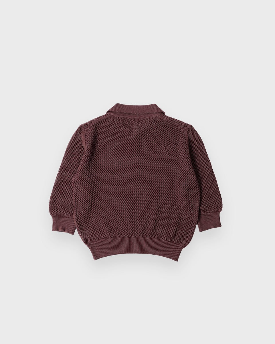 Margaret Howell Dark Clay Pointelle Polo Shirt