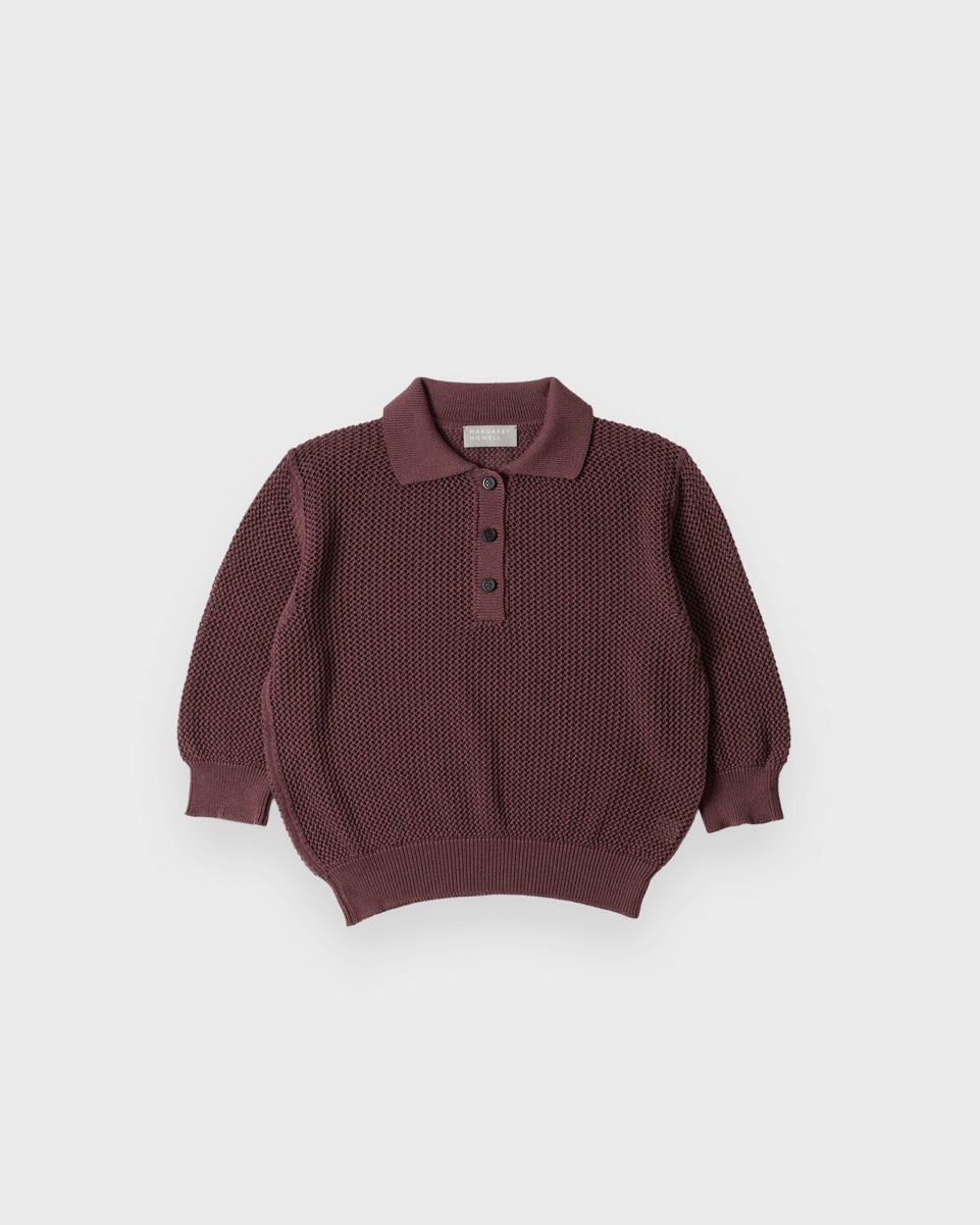Margaret Howell Dark Clay Pointelle Polo Shirt