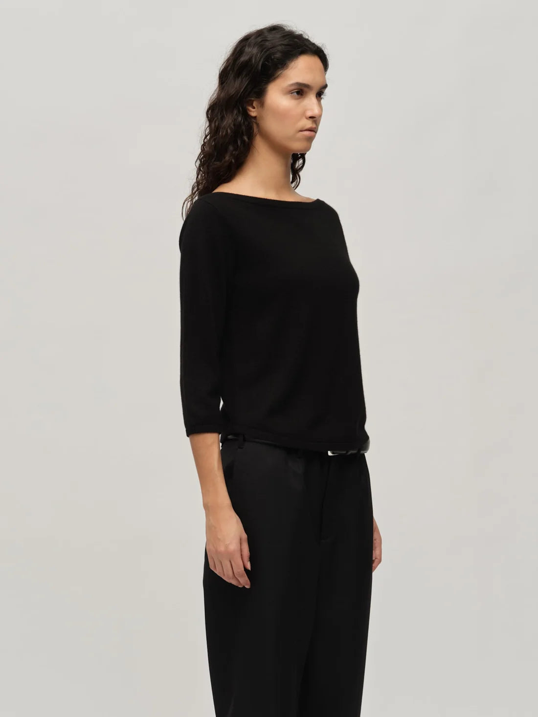 People's Republic Of Cashmere Black Boat Neck Knit
