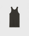 Mørk ærmeløs tanktop med scoop-hals og tætsiddende pasform.
